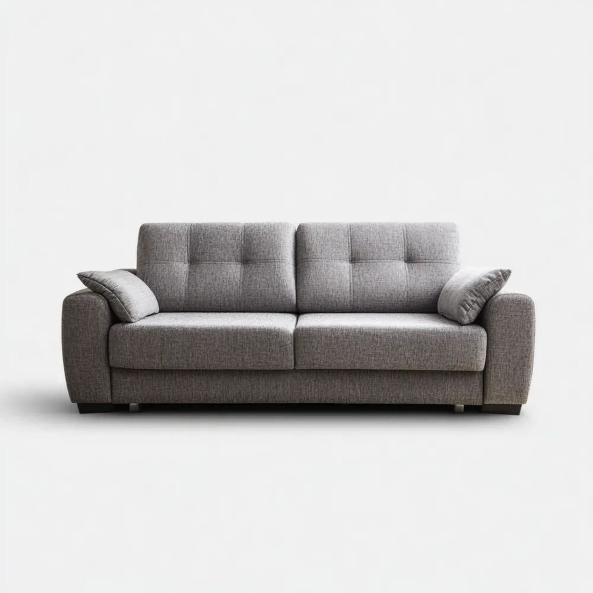 Szara dwuosobowa sofa z tkaniny 180 x 90 x 85 cm z czarnymi nóżkami