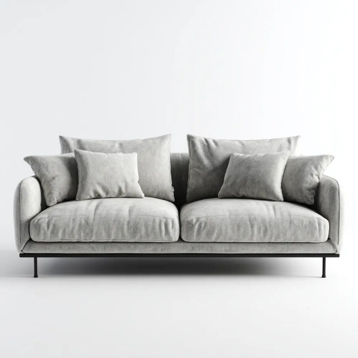 Trzyosobowa sofa szara z tapicerką poliestrową, 220 × 95 × 85 cm