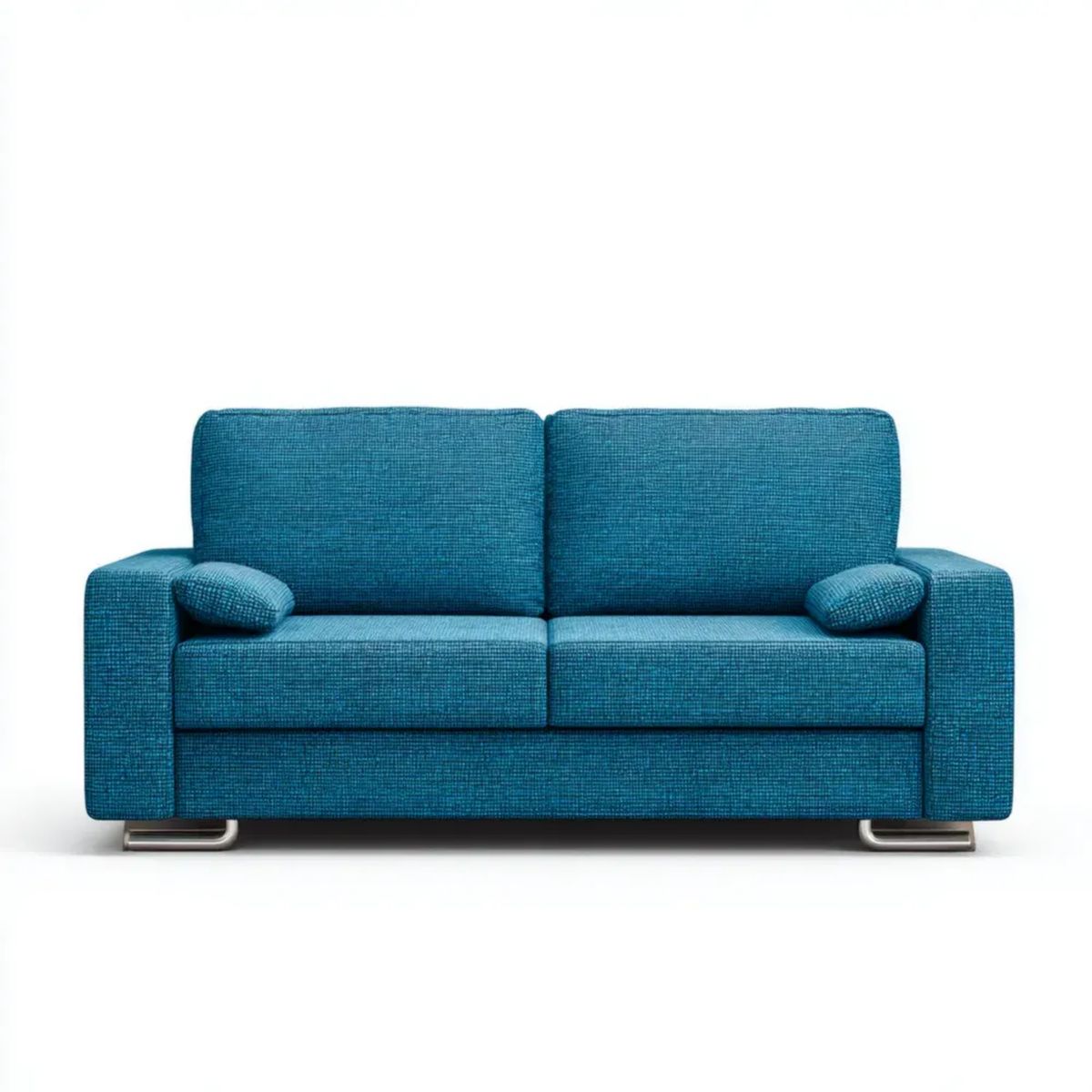 Niebieska sofa dwuosobowa z tapicerką poliestrową, 160 x 85 x 85 cm