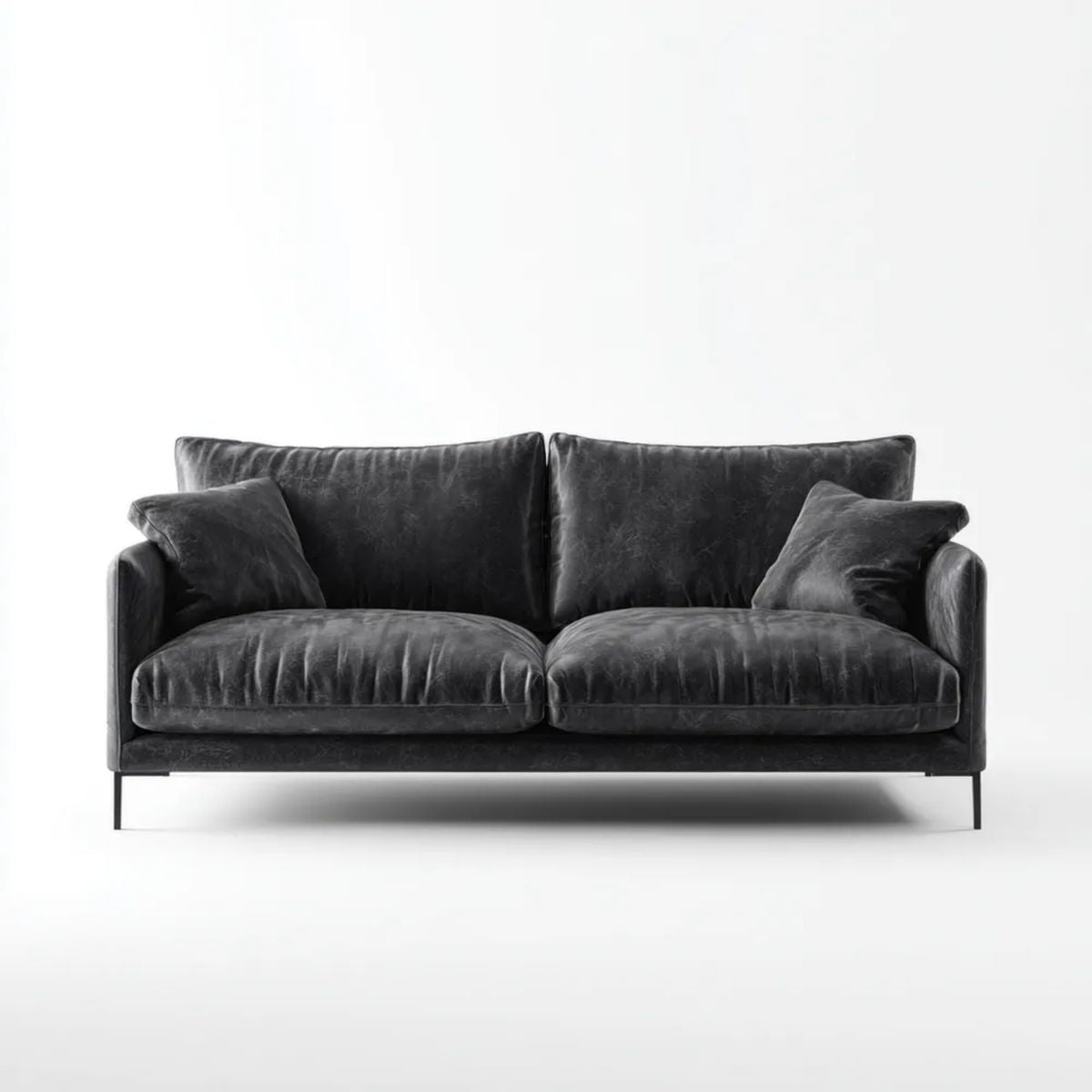 Sofa dwuosobowa czarna z aksamitu poliestrowego 160 x 90 x 85 cm