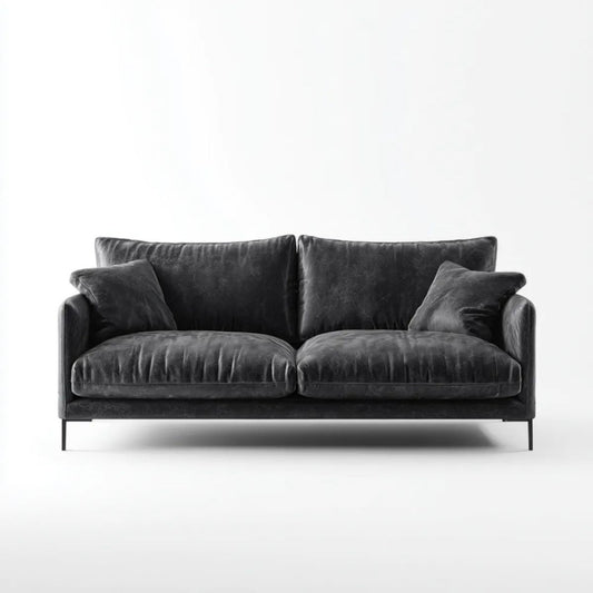 Sofa dwuosobowa czarna z aksamitu poliestrowego 160 x 90 x 85 cm