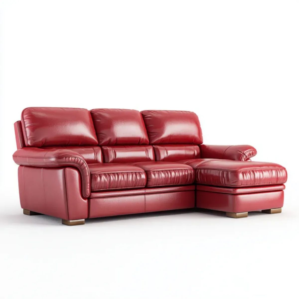 Czerwona sofa narożna w kształcie L ze skóry PU z prawostronnym szezlongiem, 270 x 165 x 90 cm