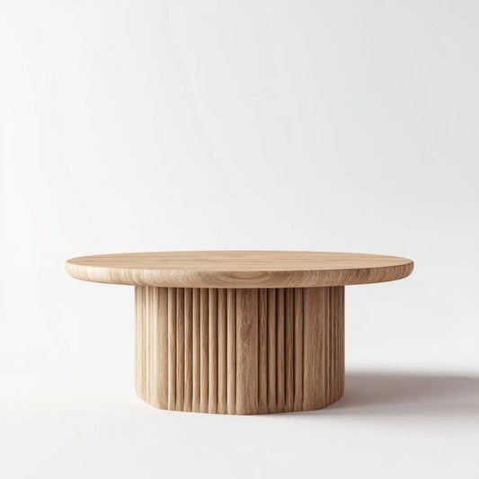 Okrągły stolik kawowy MDF z fornirem dębowym, jasny dąb, Ø 80 × 40 cm