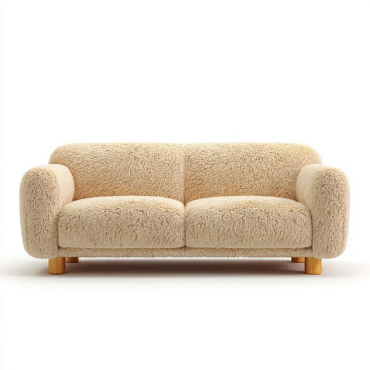 2-osobowa sofa beżowa z tapicerką poliestrową, 180 x 85 x 75 cm
