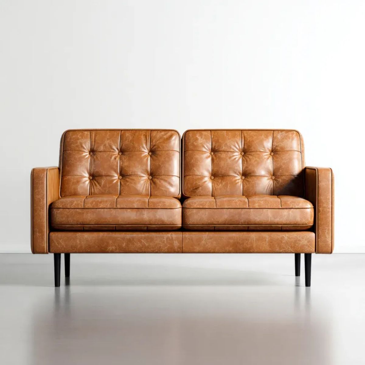 Dwuosobowa sofa ze skóry syntetycznej karmelowa 145 x 78 x 84 cm