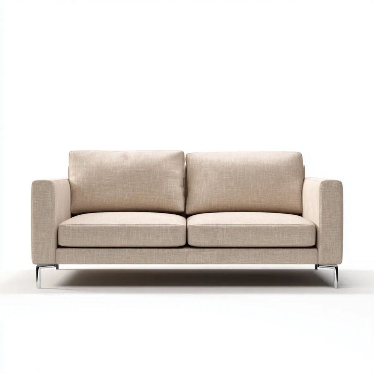 Beżowa sofa dwuosobowa z tapicerką poliestrową 160 x 85 x 82 cm
