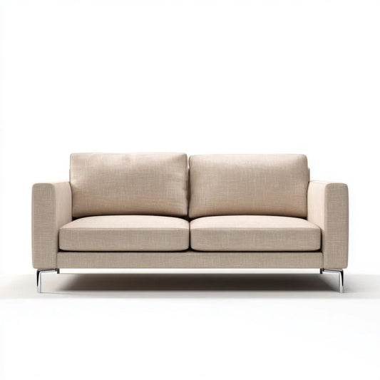 Beżowa sofa dwuosobowa z tapicerką poliestrową 160 x 85 x 82 cm