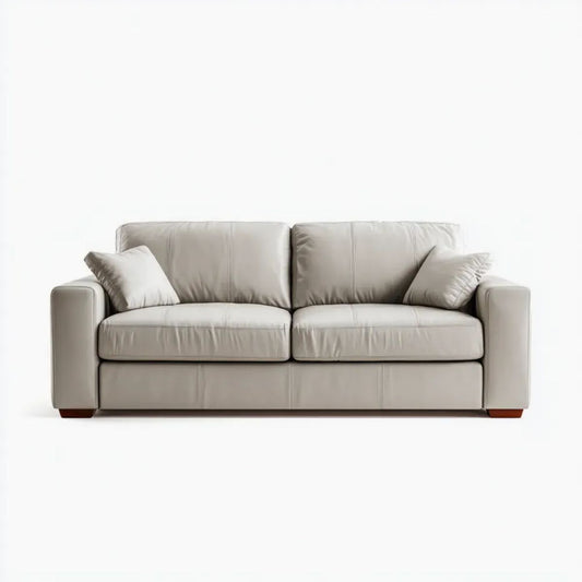 Sofa dwuosobowa ecru z tapicerką z ekoskóry PU 180 x 90 x 85 cm