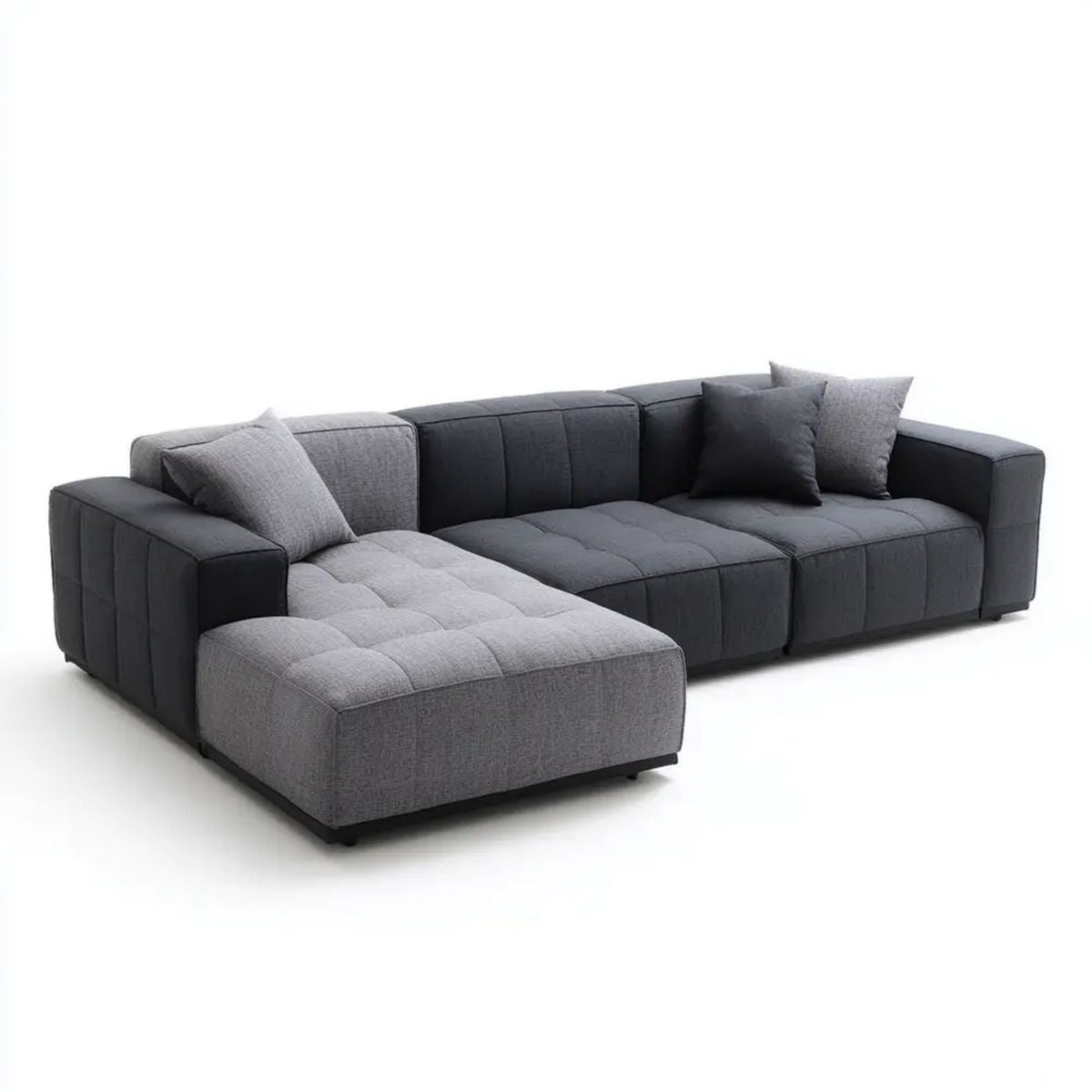 Sofa narożna z lewym szezlongiem, tapicerowana tkaniną, ciemnoszara/szara, 300 × 170 × 85 cm