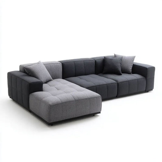 Sofa narożna z lewym szezlongiem, tapicerowana tkaniną, ciemnoszara/szara, 300 × 170 × 85 cm