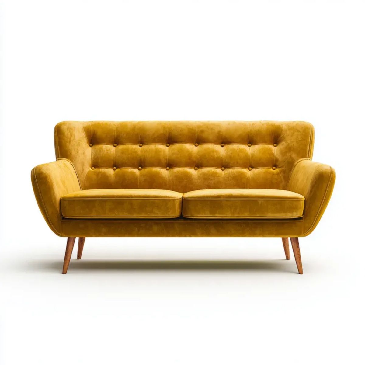 Dwuosobowa sofa musztardowa z aksamitu poliestrowego 160 x 85 x 90 cm