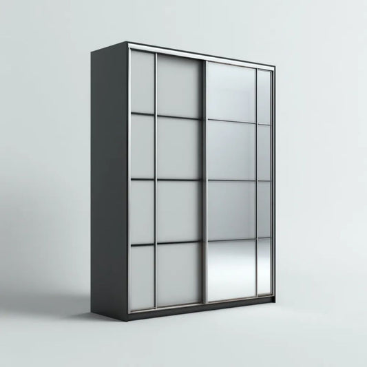 Czarna szafa przesuwna z panelami lustrzanymi 180 × 60 × 220 cm