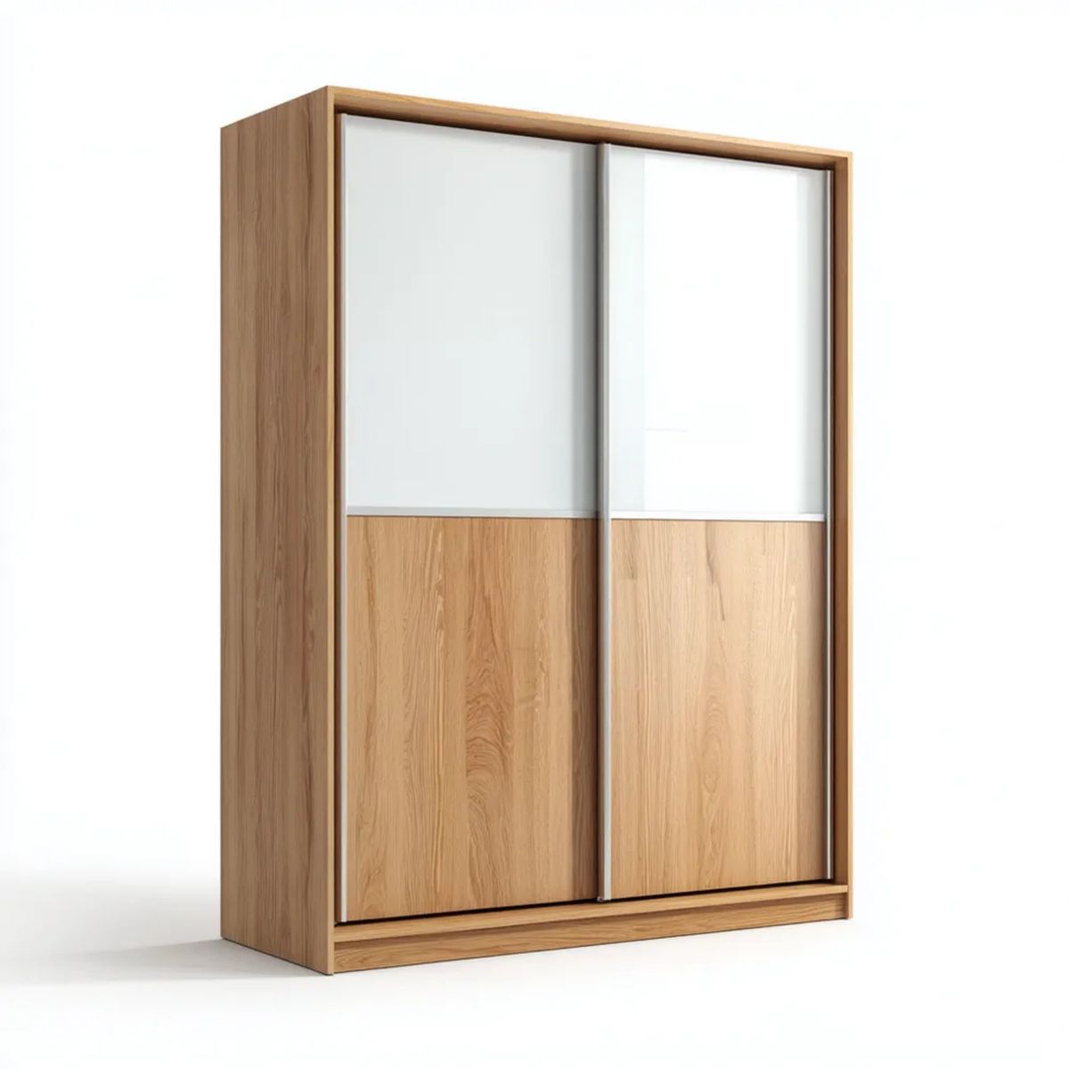 Szafa przesuwna z płyty wiórowej laminowanej 120 × 60 × 200 cm, jasny dąb/biała