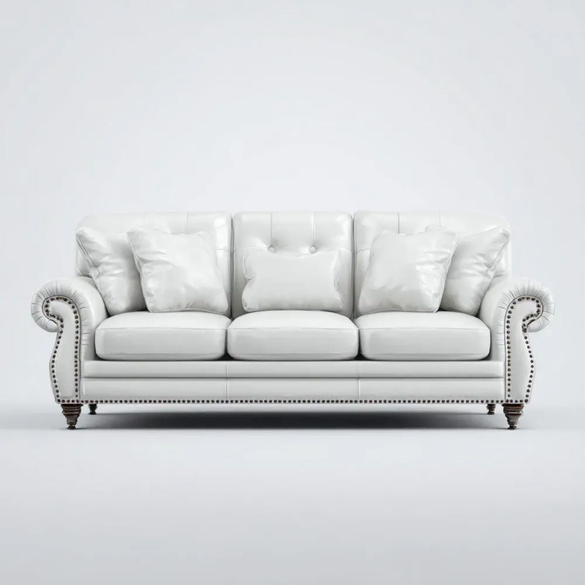 Biała trzyosobowa sofa ze skóry syntetycznej PU 220 × 95 × 92 cm