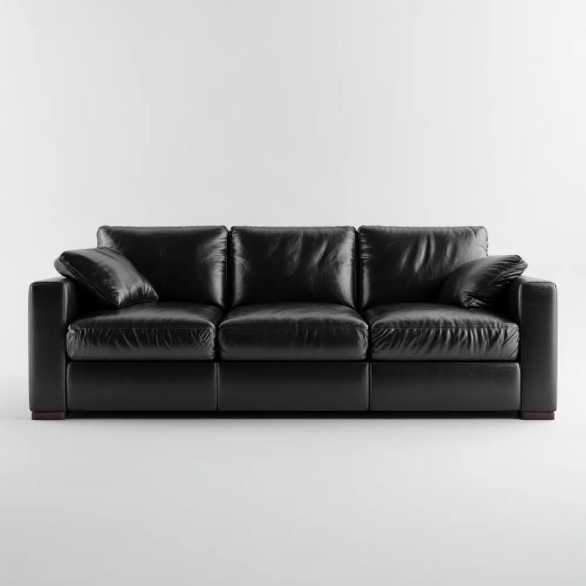 Trzyosobowa sofa ze skóry syntetycznej, czarna, 230 x 95 x 85 cm