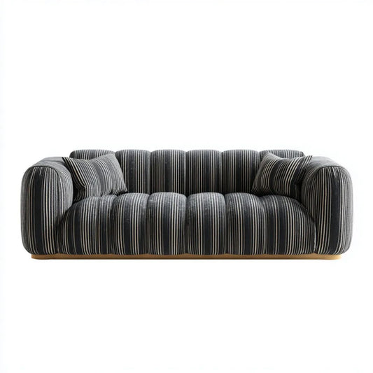 Dwuosobowa sofa poliestrowa czarno-biała 180 x 95 x 75 cm