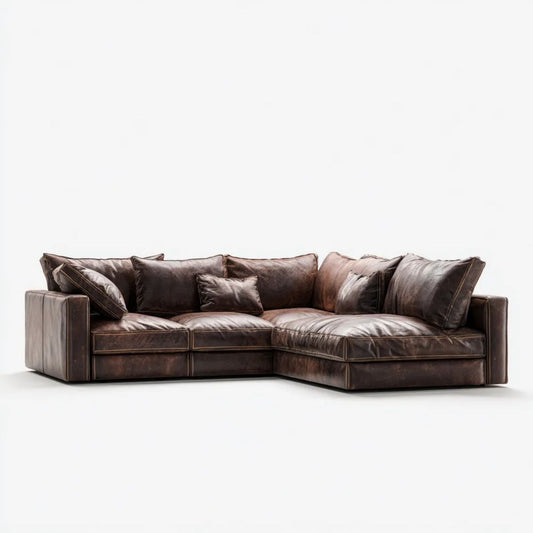 Prawostronna sofa narożna brązowa z tapicerką z ekoskóry PU 280 × 180 × 85 cm