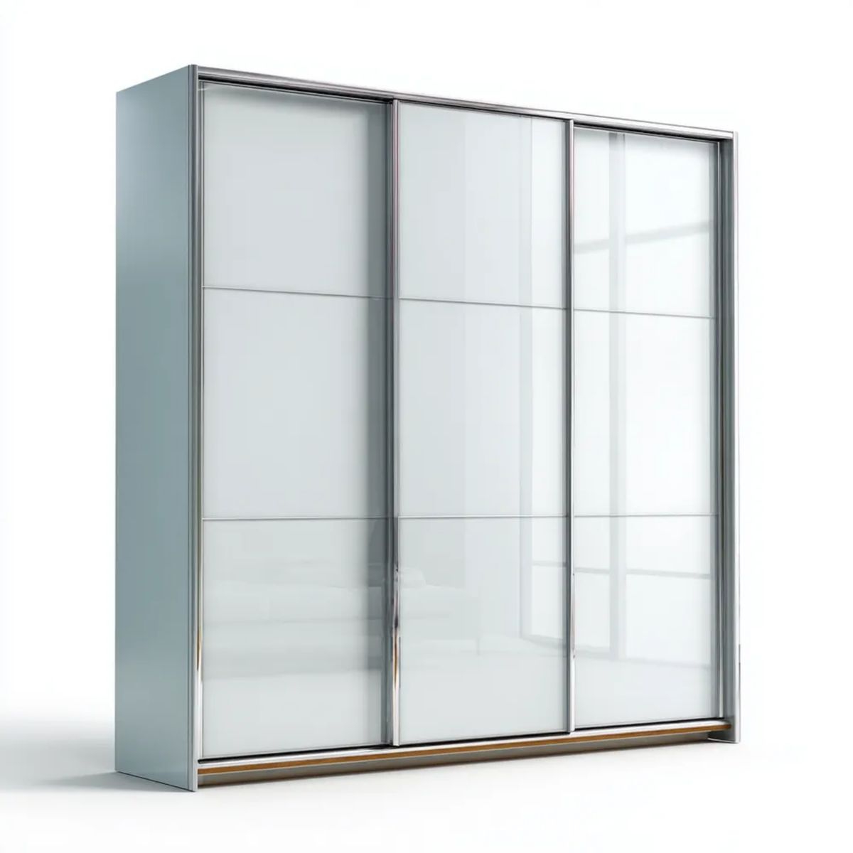 Srebrno-biała szafa przesuwna z lustrami z płyty wiórowej laminowanej, 250 × 60 × 220 cm