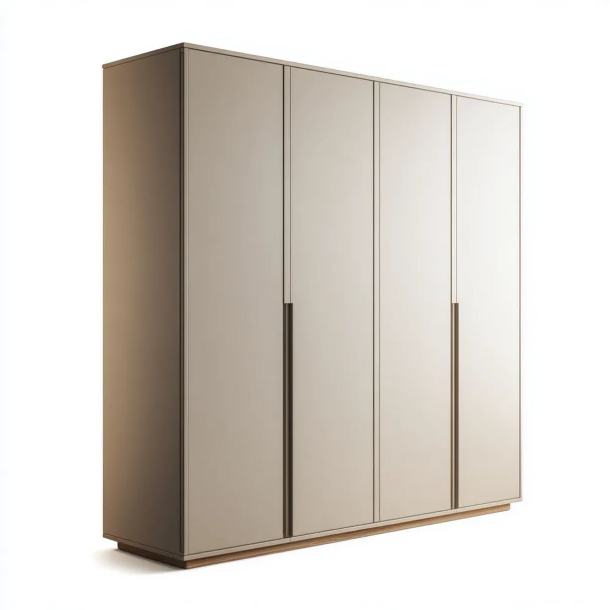 Beżowa szafa czterodrzwiowa z drzwiami uchylnymi z płyty wiórowej laminowanej 200 × 60 × 220 cm