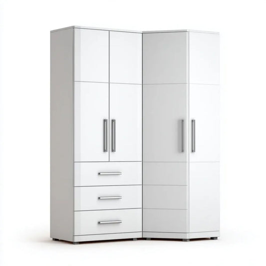 Zestaw 2 białych szaf z płyty wiórowej laminowanej 160 × 52 × 200 cm