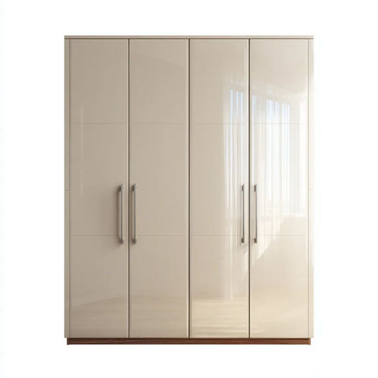 Kremowa szafa garderobiana 4-drzwiowa z płyty MDF 200 × 60 × 220 cm